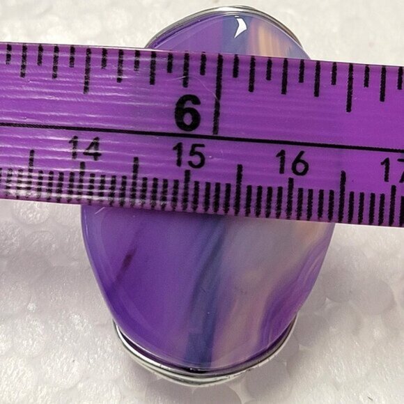Purple Agate Ring Adjustable Band Handmade Semi Precious Ring - Picture 6 of 9